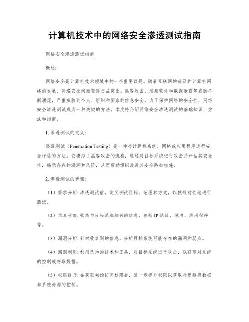 渗透测试,网络安全评估的必备技能