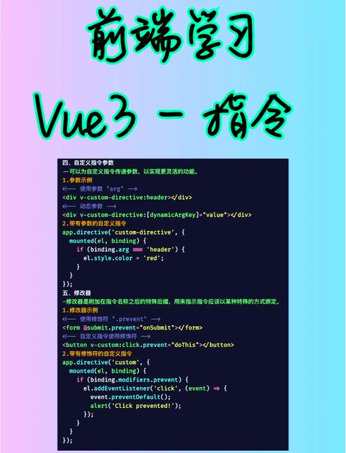 Vue.js 提供了丰富的指令来帮助我们操作 DOM、绑定数据等。以下是一些常用的 Vue 指令